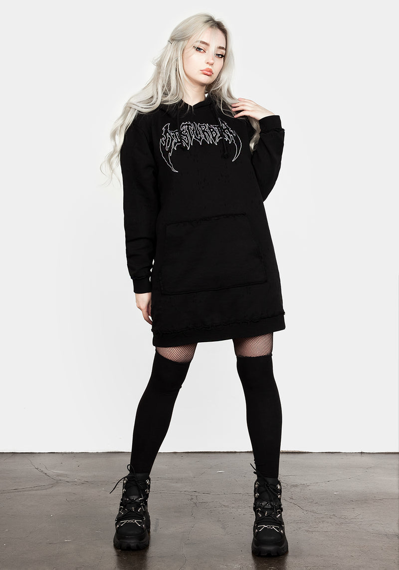 Void Abgenutzt Kapuzensweatshirt Kleid