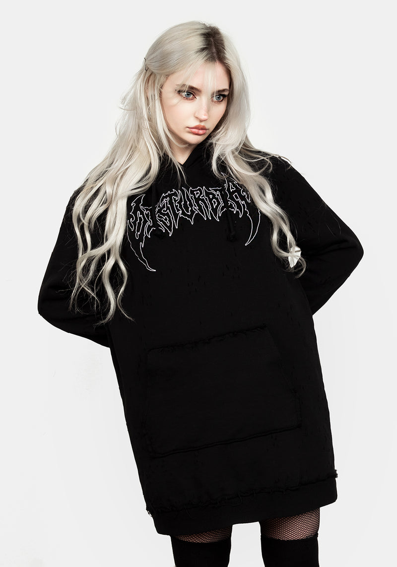 Void Abgenutzt Kapuzensweatshirt Kleid