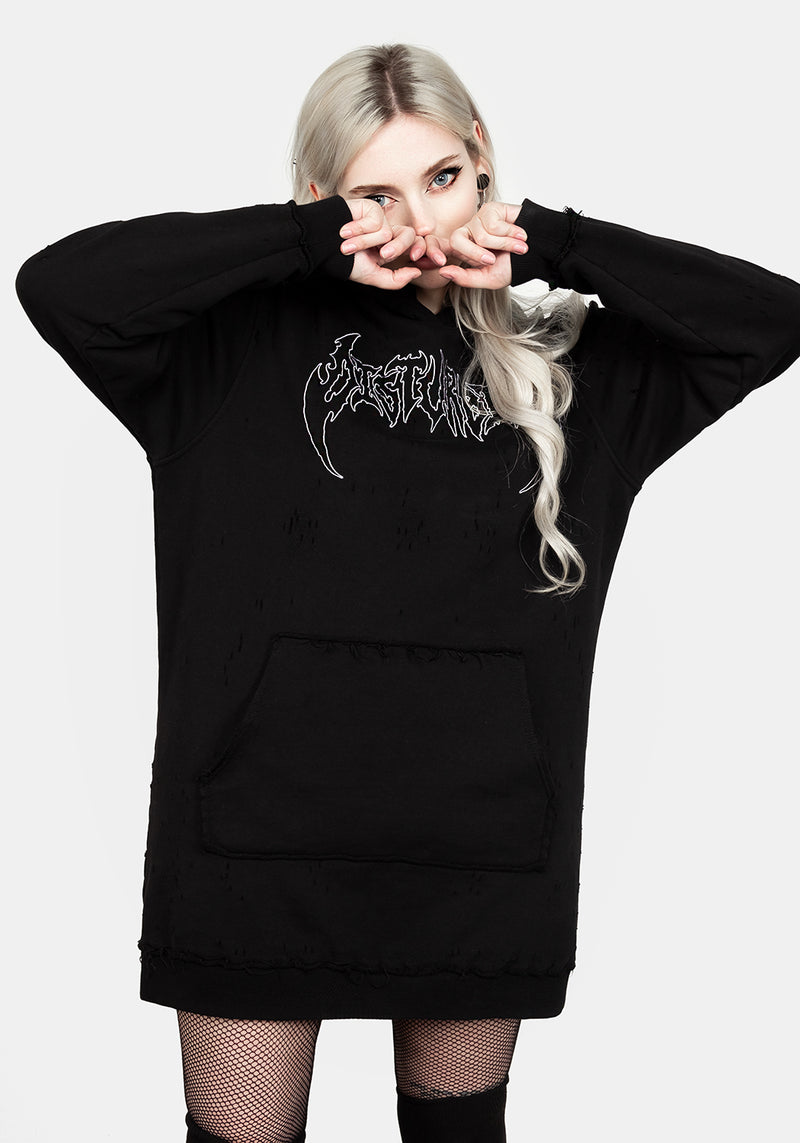 Void Abgenutzt Kapuzensweatshirt Kleid