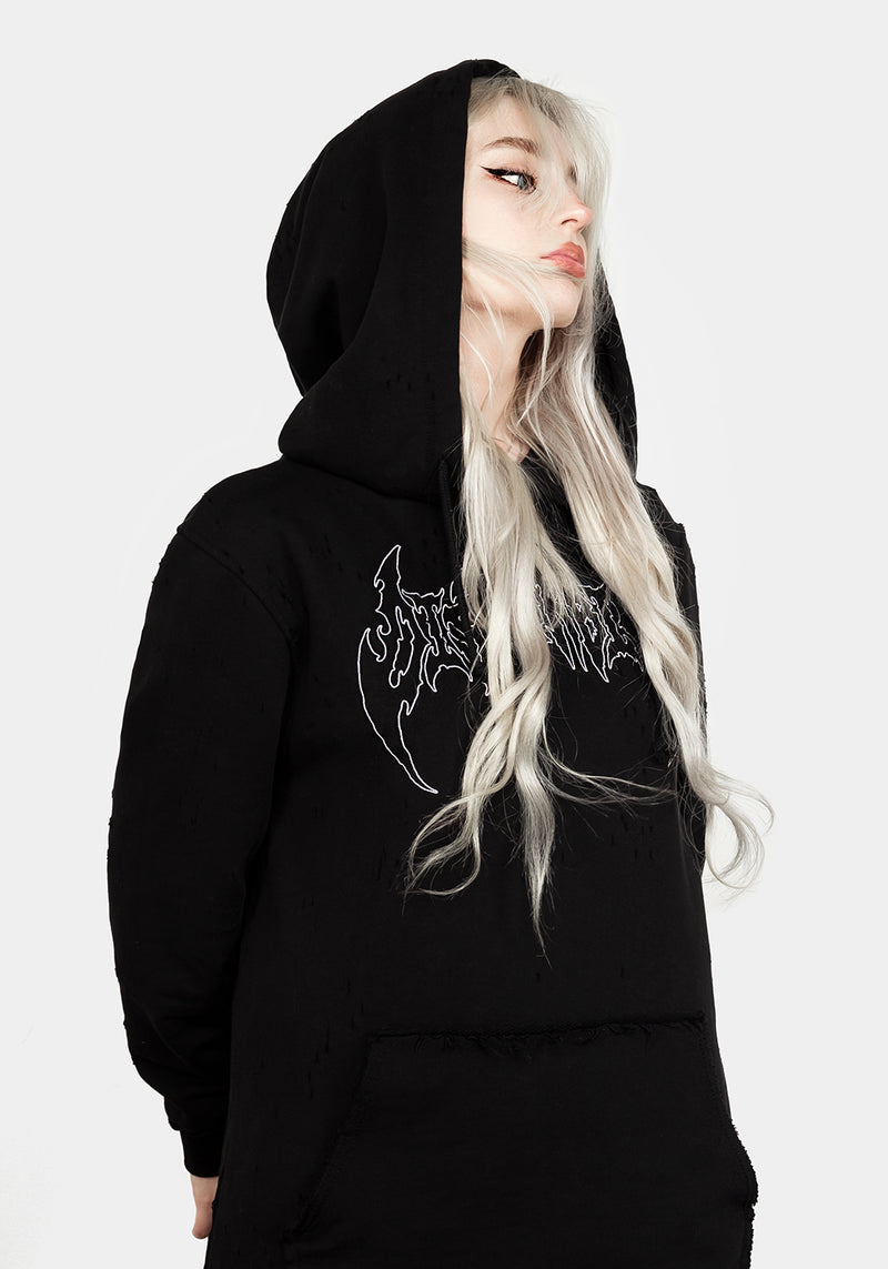 Void Abgenutzt Kapuzensweatshirt Kleid
