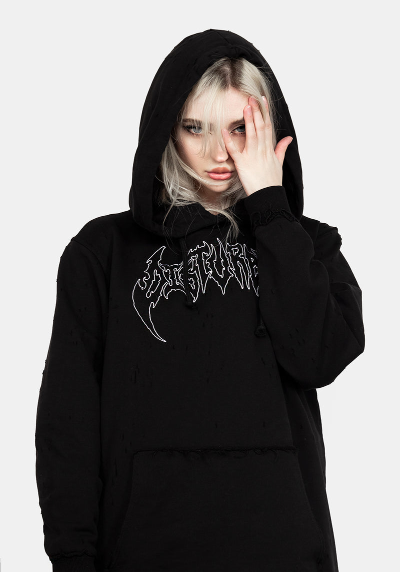 Void Abgenutzt Kapuzensweatshirt Kleid