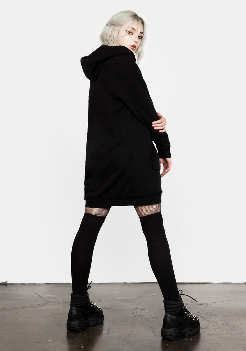Void Abgenutzt Kapuzensweatshirt Kleid