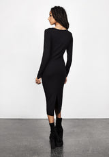 Vampira V-Ausschnitt Midi Kleid