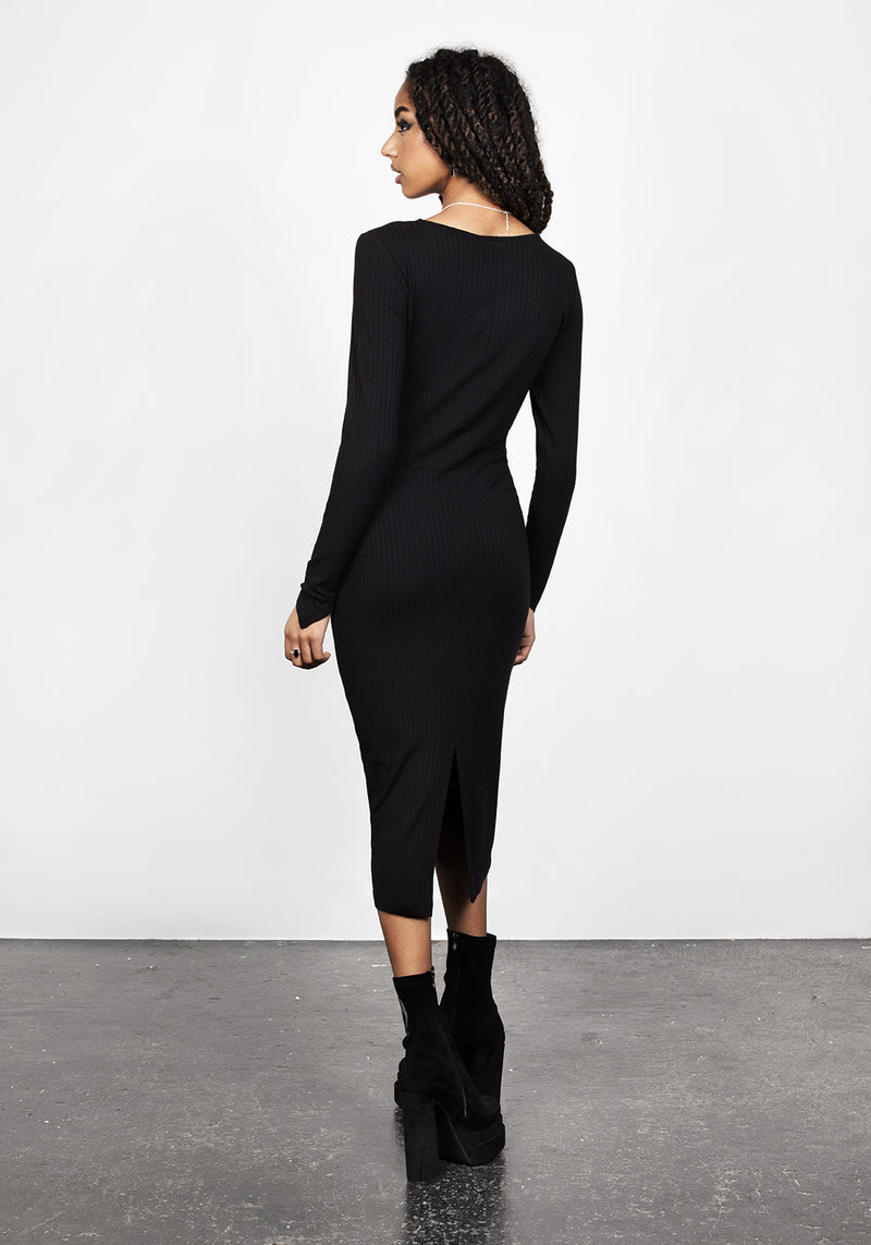 Vampira V-Ausschnitt Midi Kleid