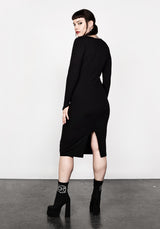 Vampira V-Ausschnitt Midi Kleid