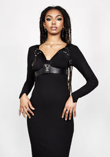 Vampira V-Ausschnitt Midi Kleid