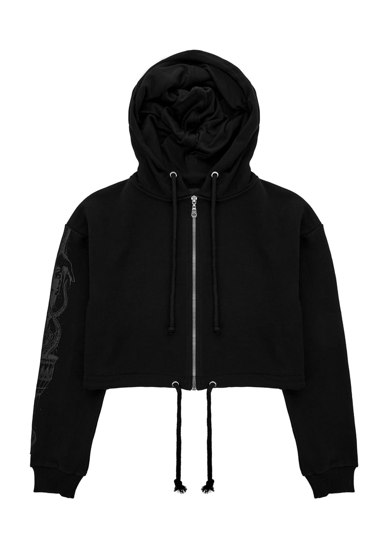 Gabhar Reißverschluss Hoch Kurz Kapuzensweatshirt