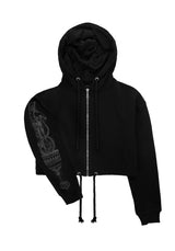 Gabhar Reißverschluss Hoch Kurz Kapuzensweatshirt