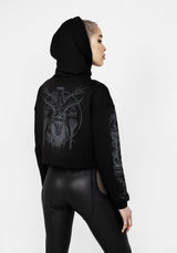 Gabhar Reißverschluss Hoch Kurz Kapuzensweatshirt
