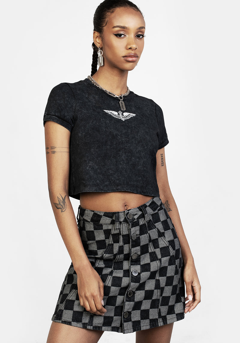 Kerb A-Line Denim Mini Rock