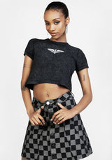Kerb A-Line Denim Mini Rock