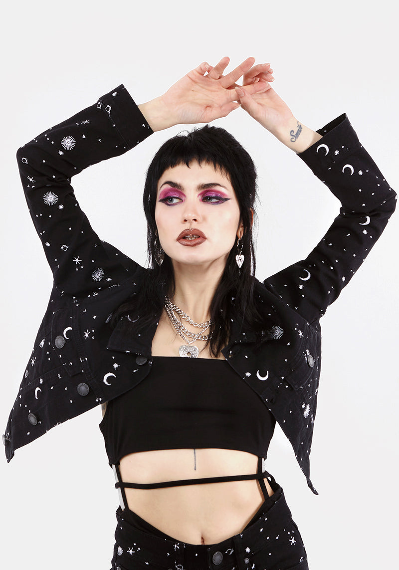 Celestial Bestickt Denim Jacke