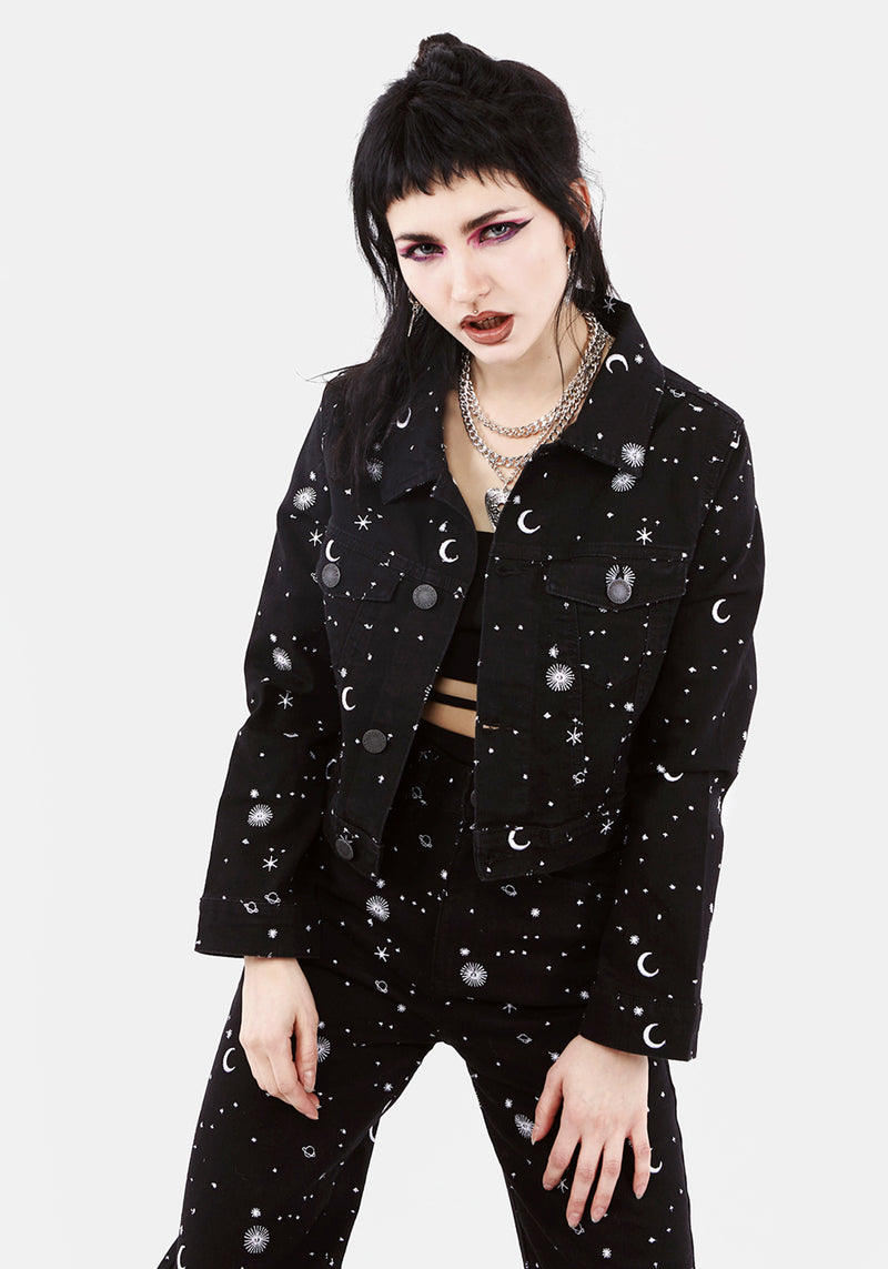 Celestial Bestickt Denim Jacke