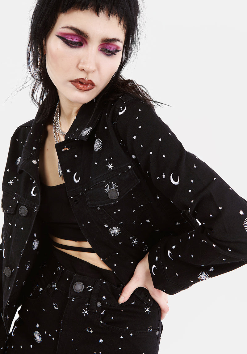 Celestial Bestickt Denim Jacke