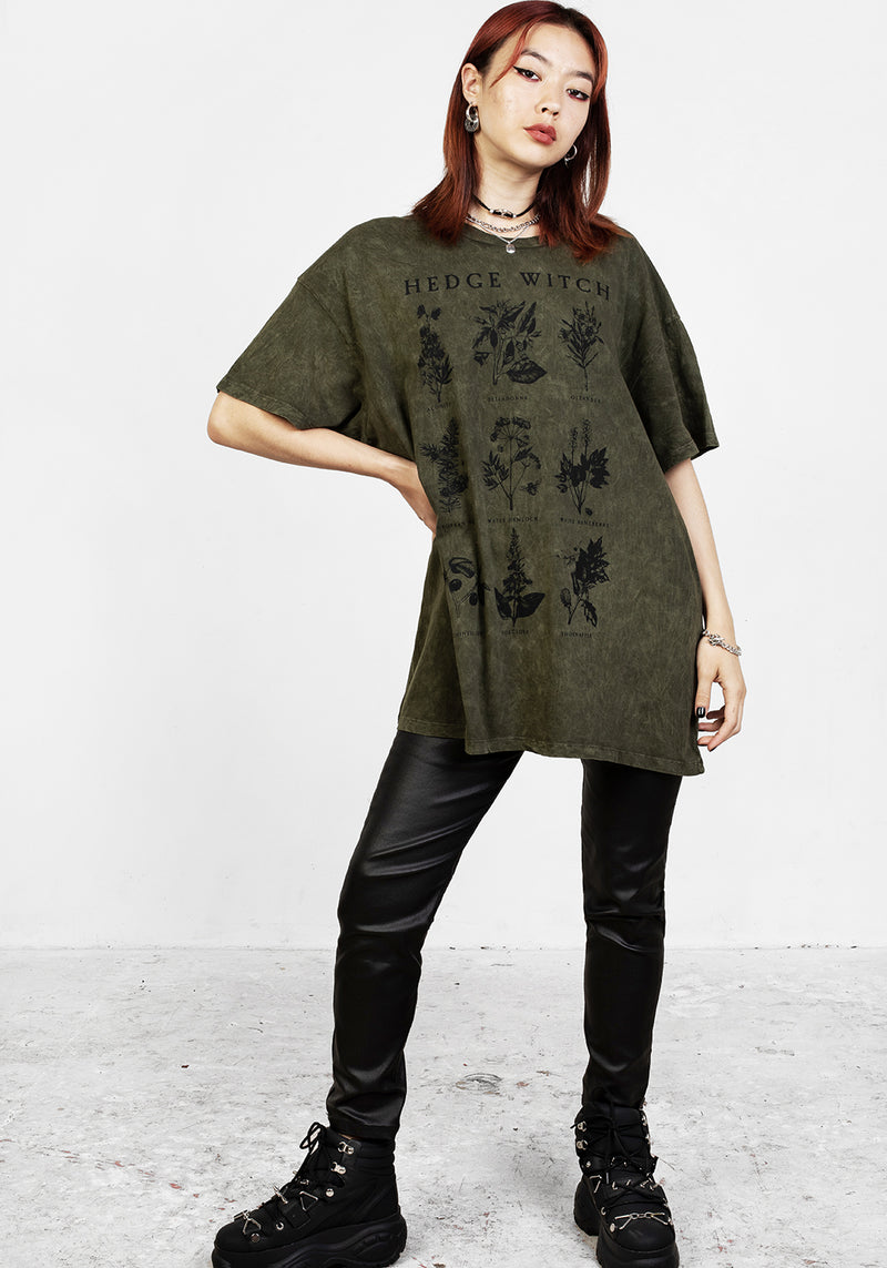 Hedgewitch Grün Säure Waschen Oversize T-Shirt