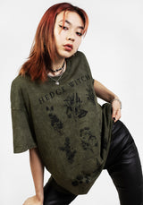 Hedgewitch Grün Säure Waschen Oversize T-Shirt