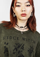 Hedgewitch Grün Säure Waschen Oversize T-Shirt