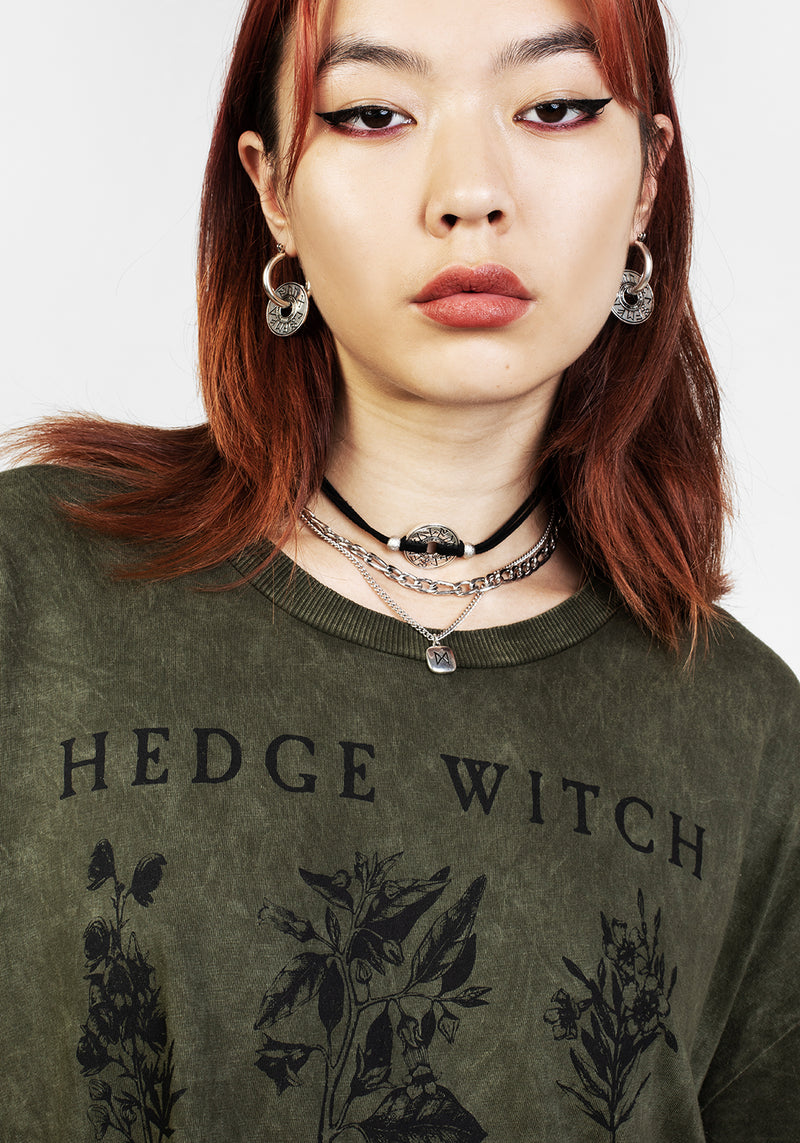 Hedgewitch Grün Säure Waschen Oversize T-Shirt