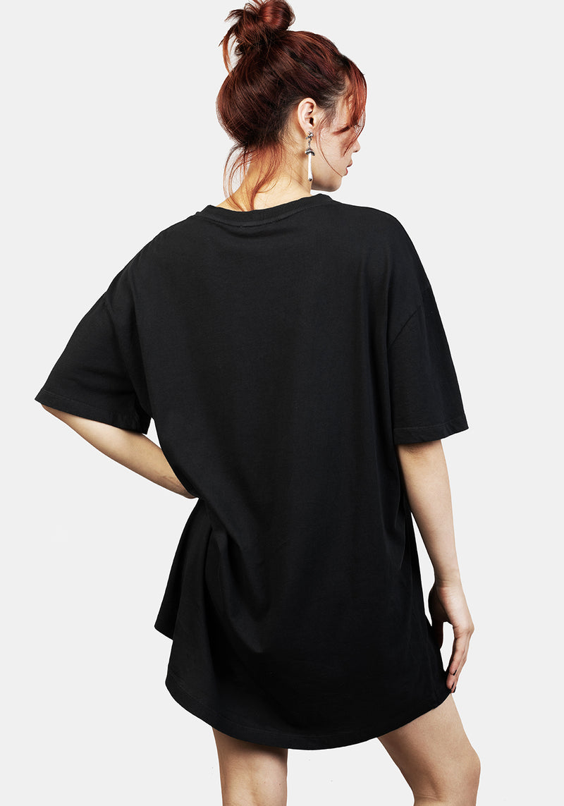 Hedgewitch Schwarz Garment Washed Oversize T-Shirt Kleid