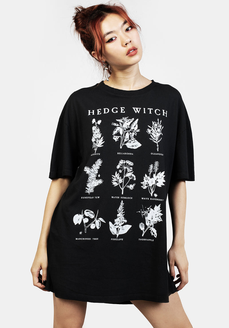 Hedgewitch Schwarz Garment Washed Oversize T-Shirt Kleid