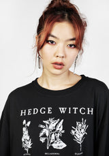 Hedgewitch Schwarz Garment Washed Oversize T-Shirt Kleid