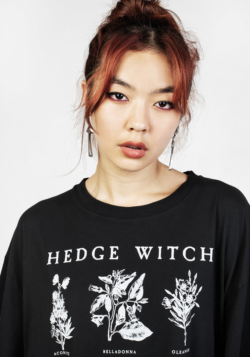Hedgewitch Schwarz Garment Washed Oversize T-Shirt Kleid