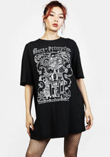 Perception Schwarz Garment Washed Oversize T-Shirt Kleid