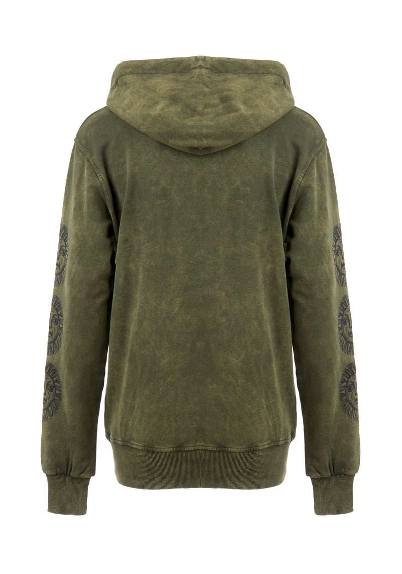 Sabbat Und Sonne Grün Säure Waschen Kapuzensweatshirt