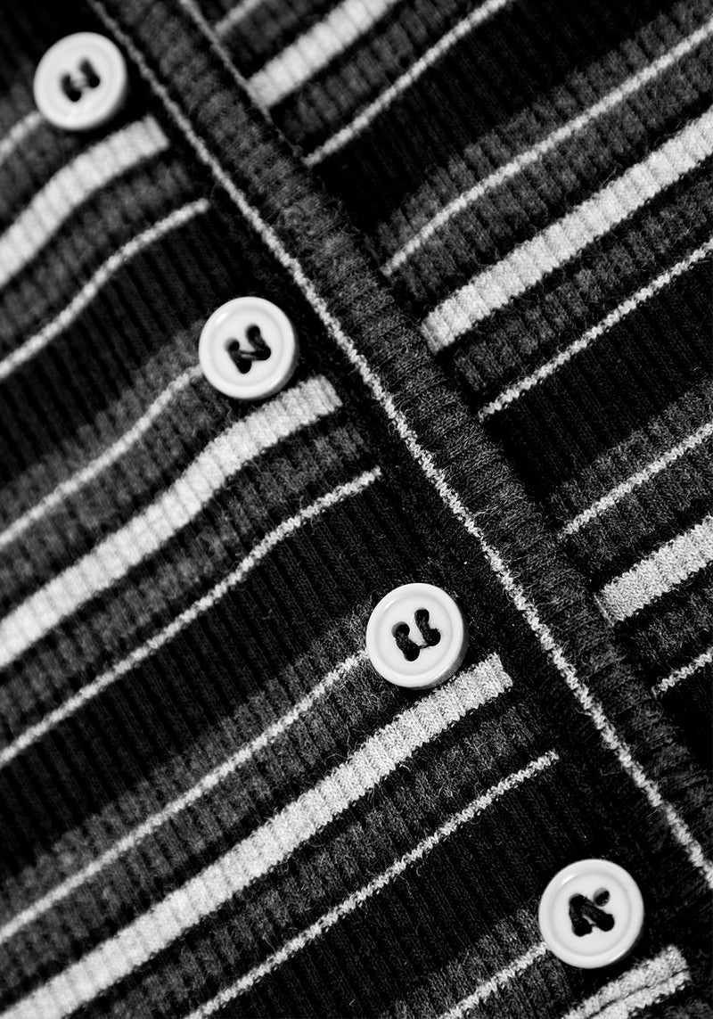 Rave Streifen Kurz Ärmel Cardigan