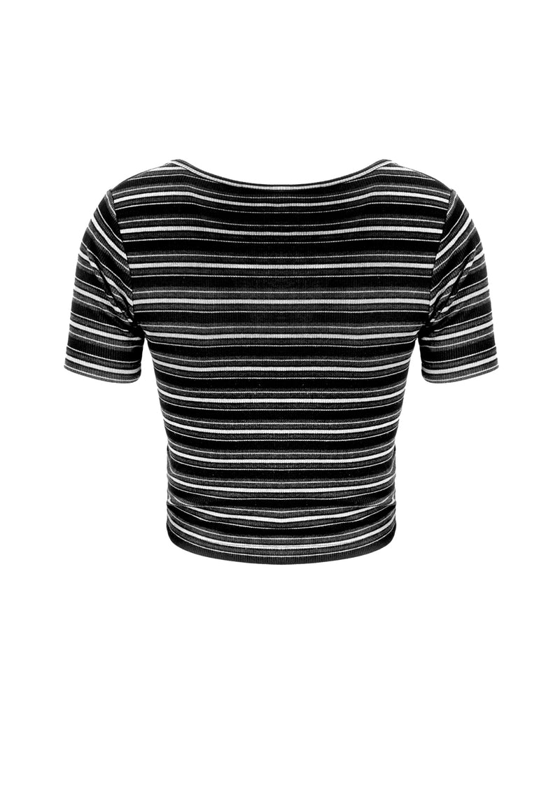 Rave Streifen Kurz Ärmel Cardigan