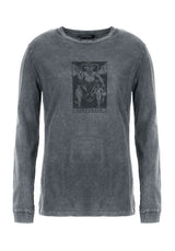 Tarot Grey Acid Wash Long Sleeve Tee