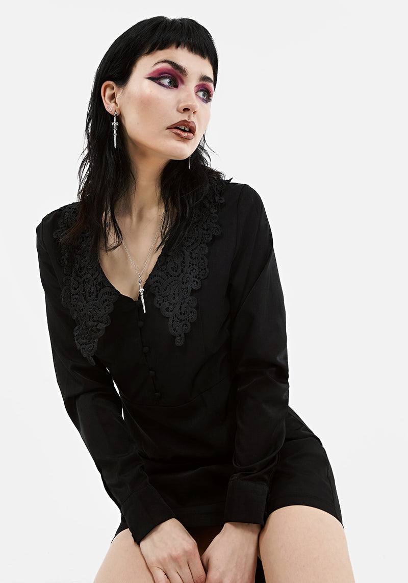 Brooding Knopf Runter Mini Kleid
