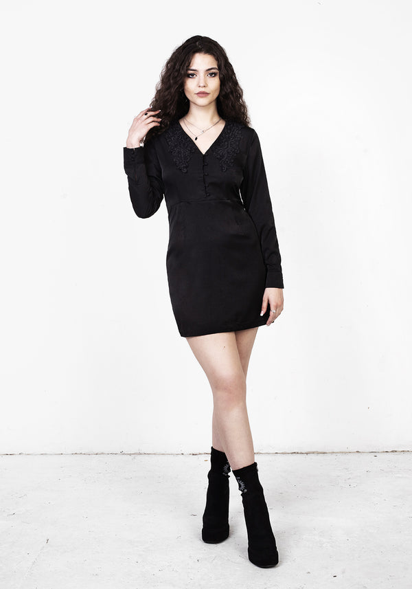 Brooding Knopf Runter Mini Kleid