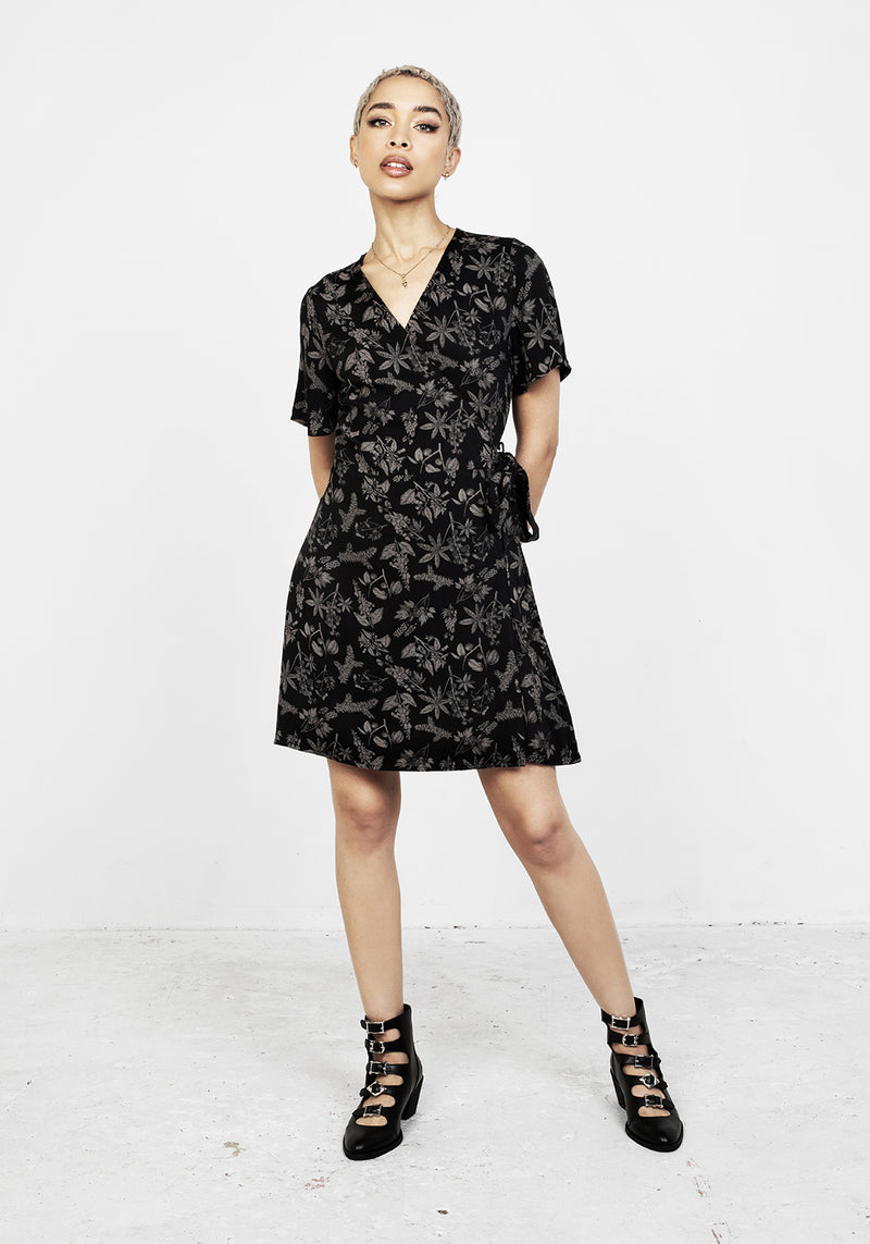 Poisonous Pflanzen Wickel Mini Kleid