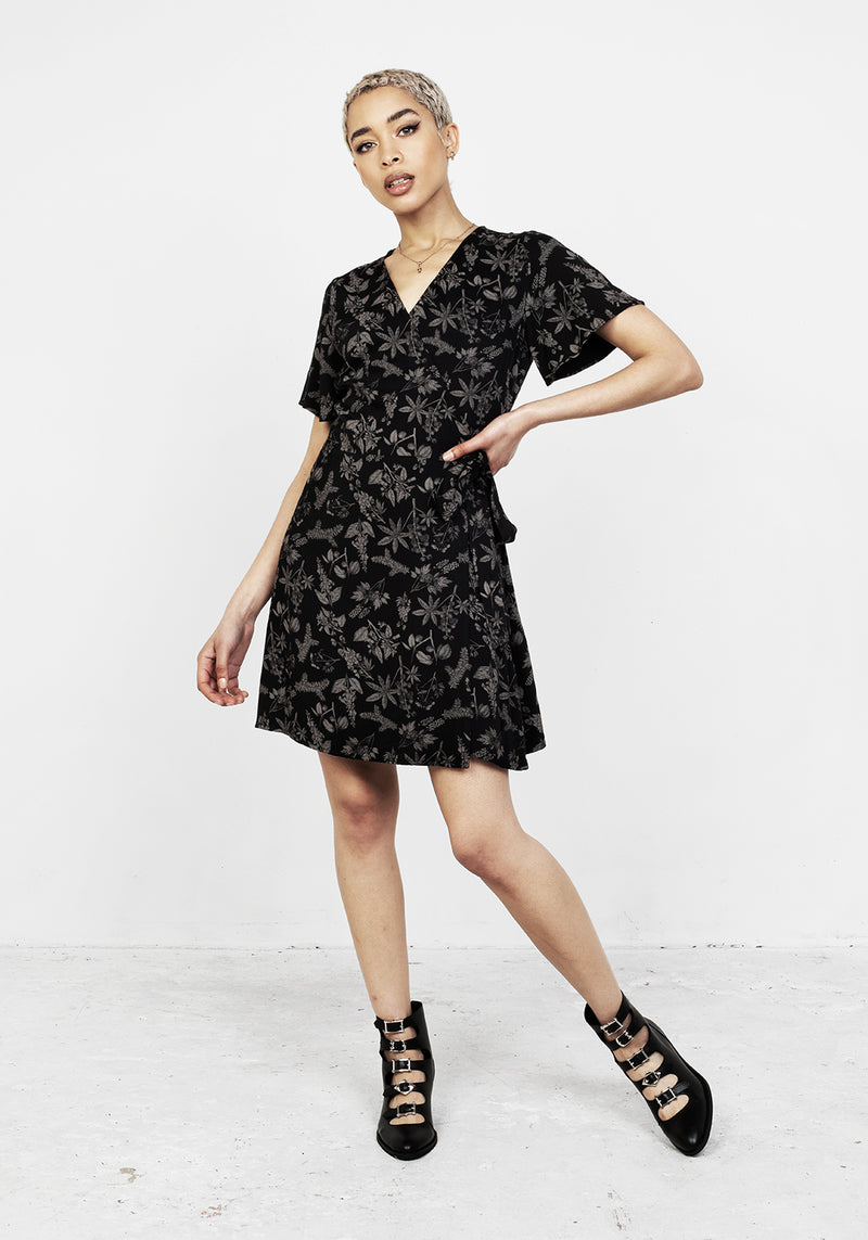 Poisonous Pflanzen Wickel Mini Kleid