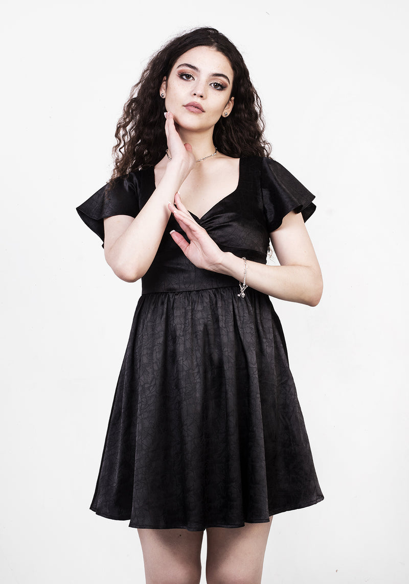 Dorian Passform Und Ausgestellt Satin Mini Kleid
