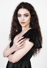 Dorian Passform Und Ausgestellt Satin Mini Kleid