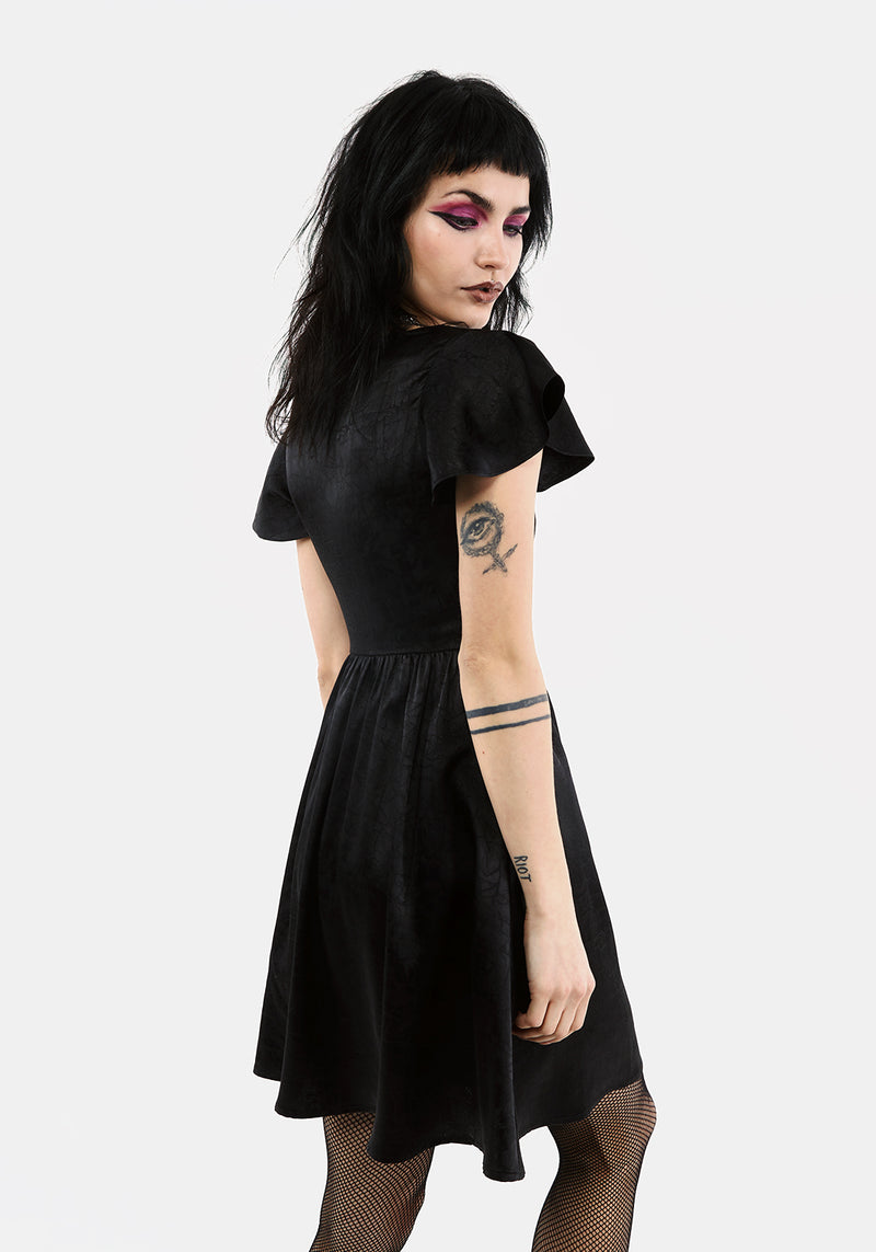 Dorian Passform Und Ausgestellt Satin Mini Kleid