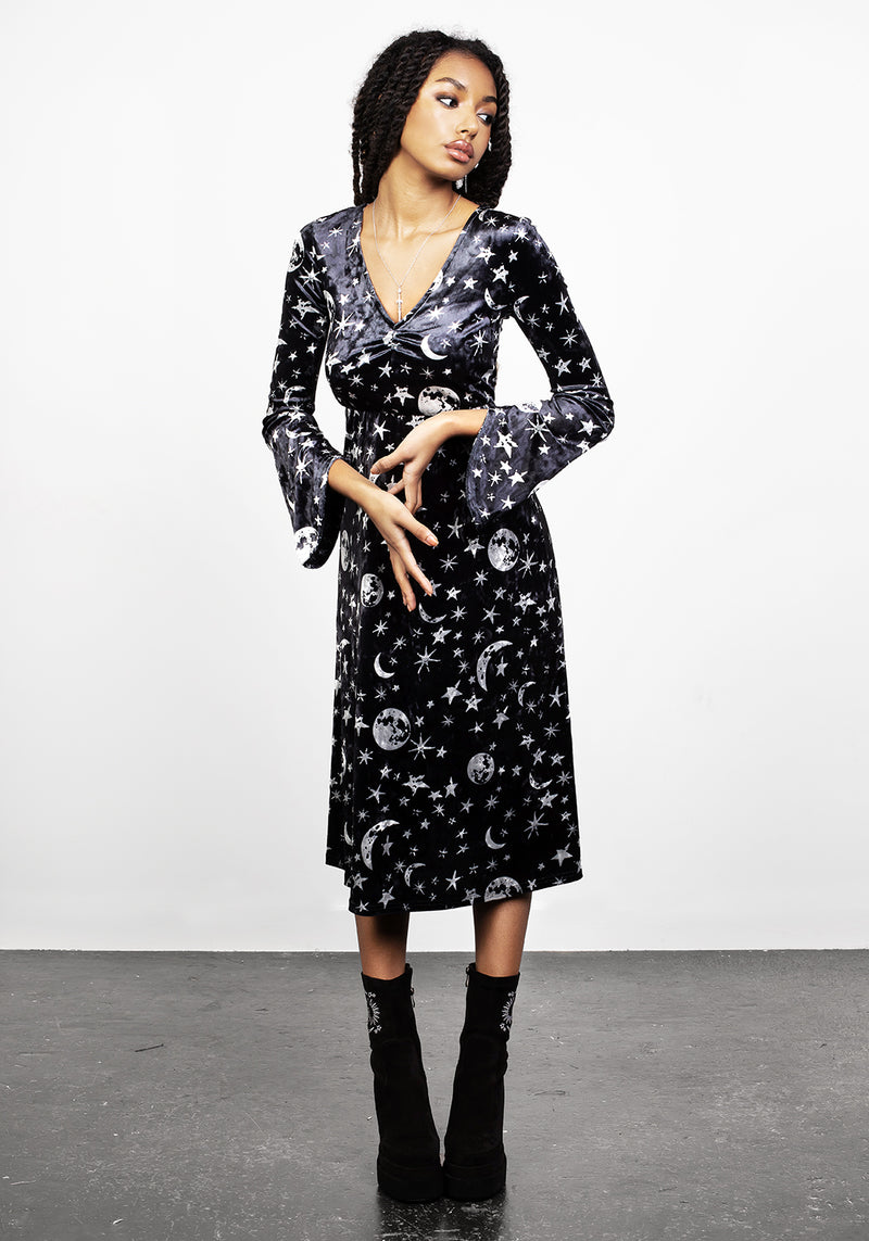 Allnighter Samt Midi Kleid