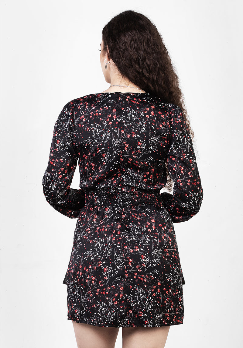 Rosetears Rüsche Peplum Mini Kleid