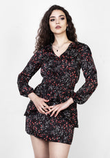 Rosetears Rüsche Peplum Mini Kleid