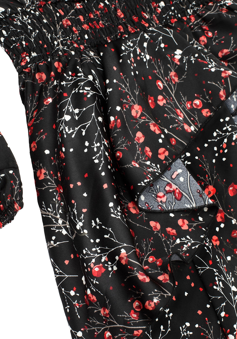 Rosetears Rüsche Peplum Mini Kleid