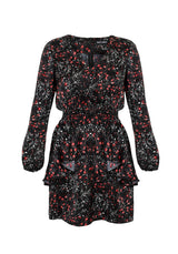 Rosetears Rüsche Peplum Mini Kleid