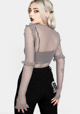Mourning Rüsche Top Ghost Grau
