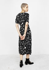 Hedgewitch V-Ausschnitt Midi Kleid