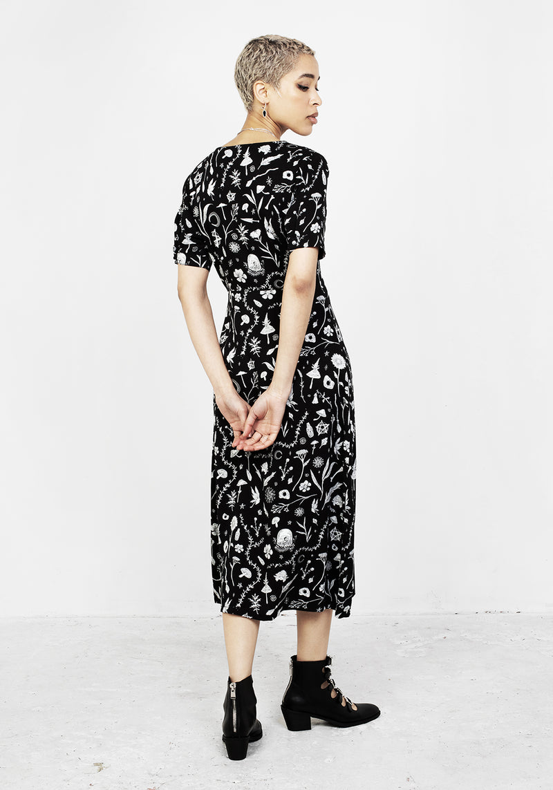 Hedgewitch V-Ausschnitt Midi Kleid