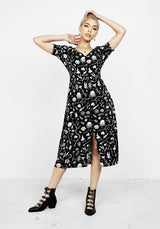 Hedgewitch V-Ausschnitt Midi Kleid