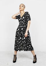 Hedgewitch V-Ausschnitt Midi Kleid