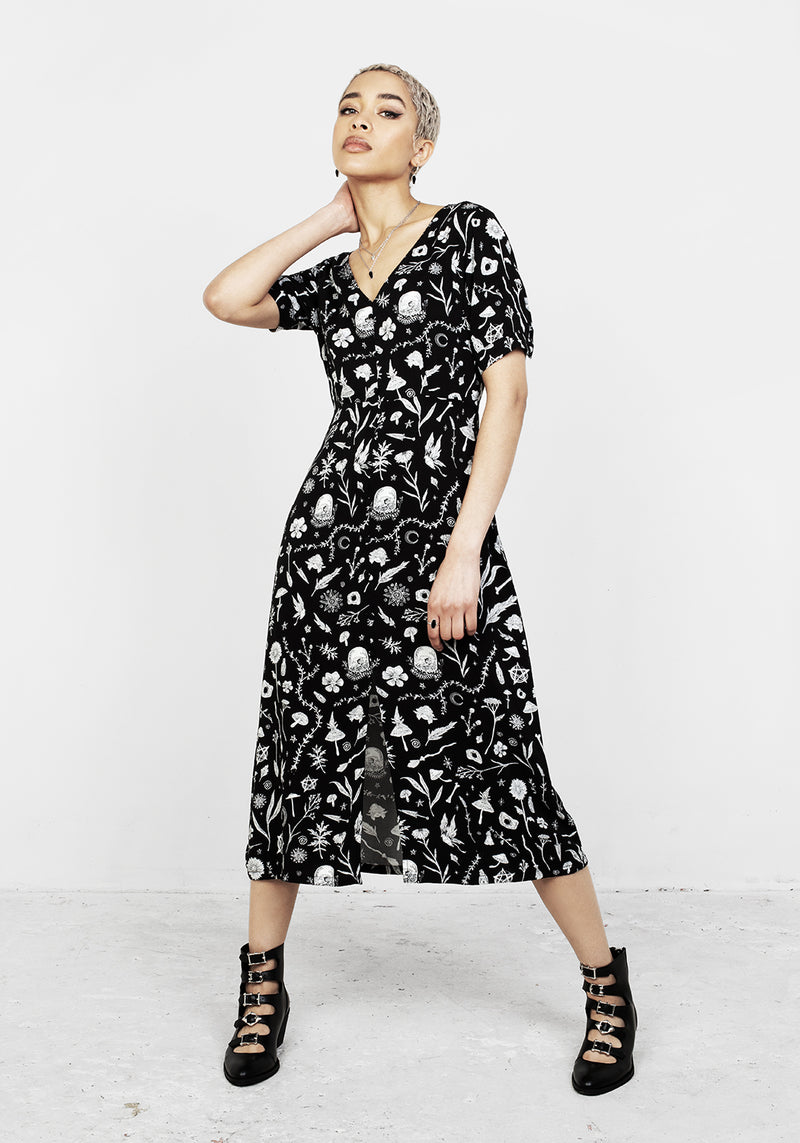 Hedgewitch V-Ausschnitt Midi Kleid