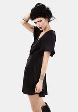 Damozel Passform Und Ausgestellt V Hals Mini Kleid